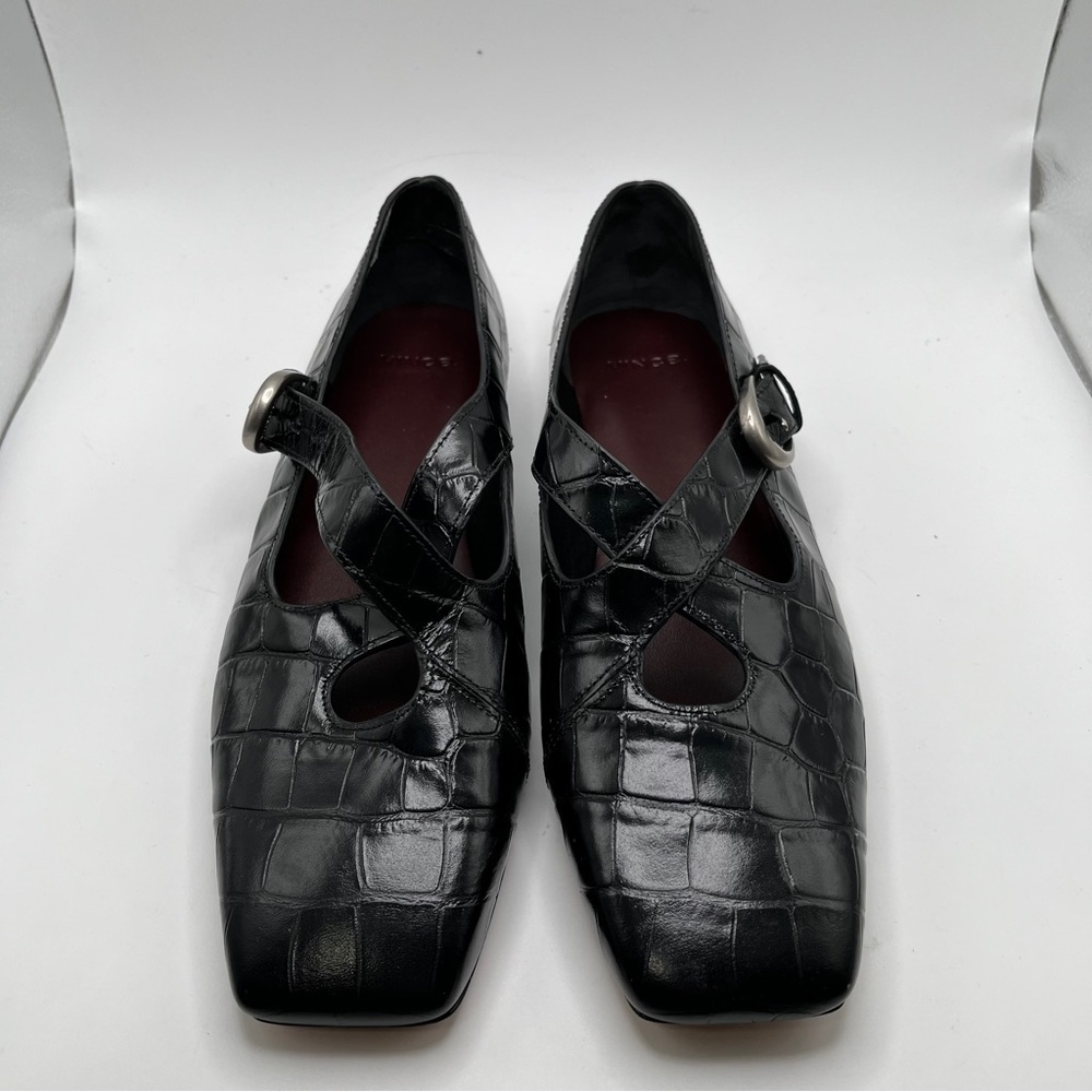 Vince Cici Croc-Embossed Leather Ballet Flats black size 7.5M - Picture 3 of 11